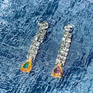 Elegant Silver and Crystal Rhinestone Drop Earrings